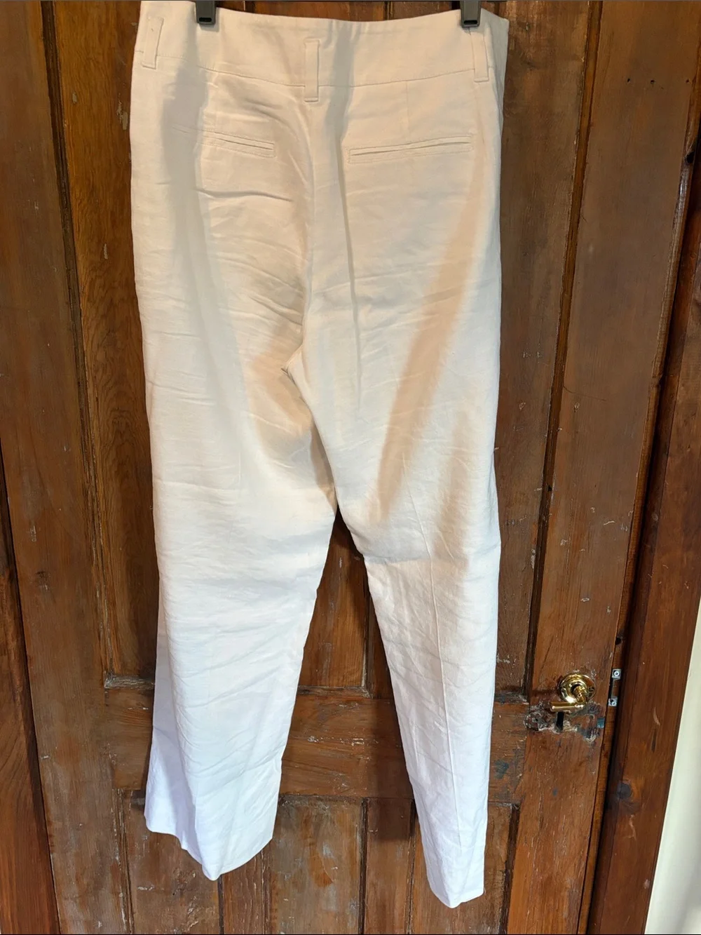 Banana Republic Cream Straight-Leg Dress Pants Linen Lined with Double Button 10